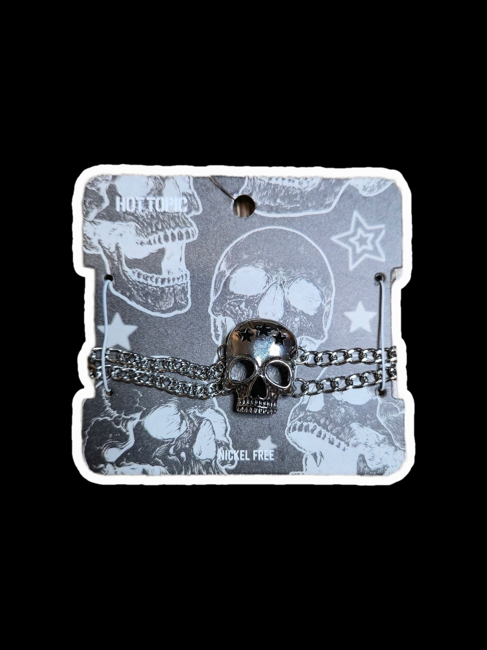 Hot Topic Silver Skull Multi-Chain Bracelet
